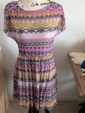 Weston Wear Multicolor Aztec-Pattern Midi Dress in Purple, Yellow & Pink